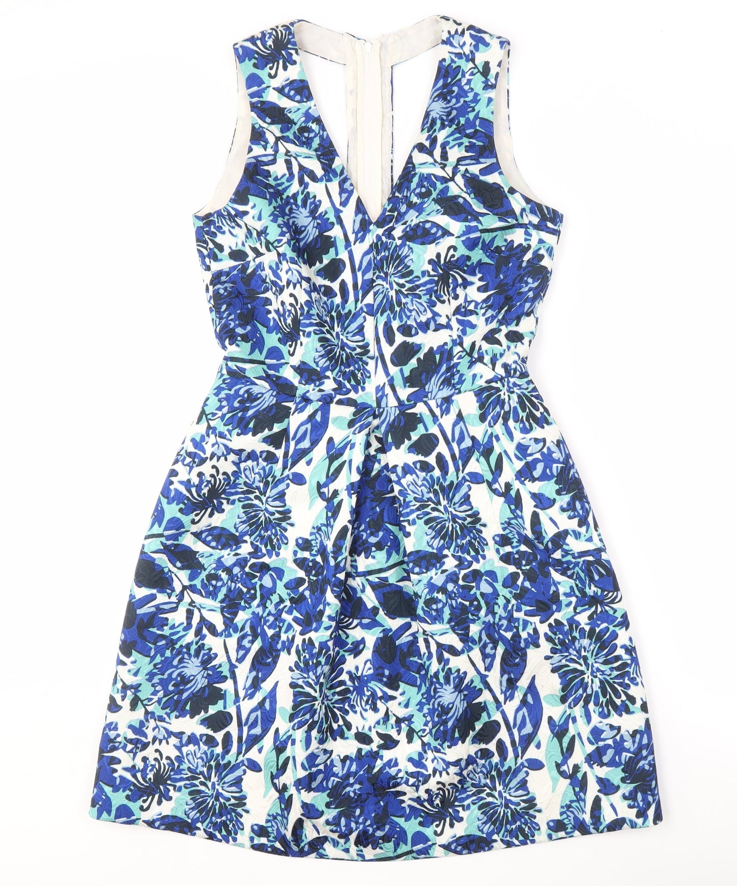 H&M Women's Blue Floral A-Line Dress, Size 8