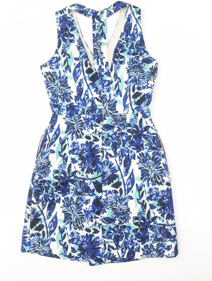 H&M Women's Blue Floral A-Line Dress, Size 8
