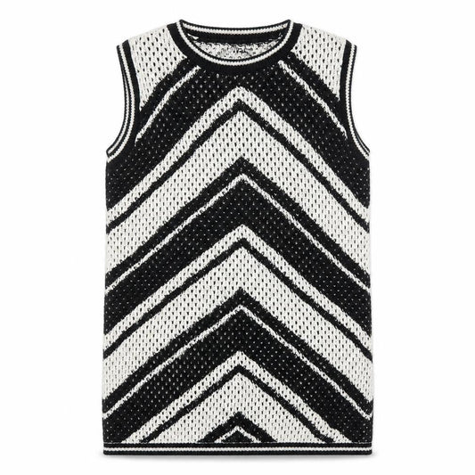Marks and Spencer Girls Black White Chevron Knit Vest 12-13 Years