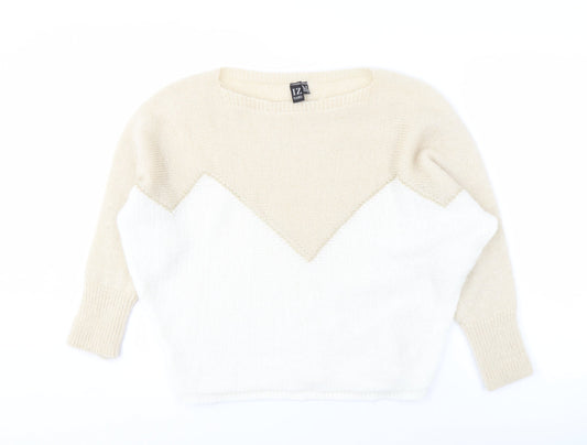 Izabel London Women's Beige Knit Pullover Jumper M