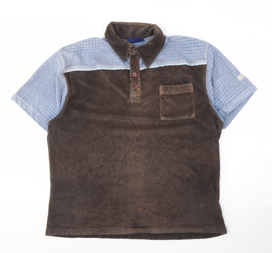 Lee Cooper Men's Brown Blue Polo Shirt Size L