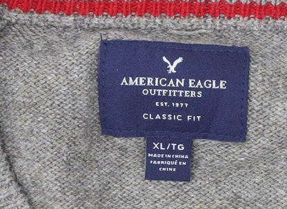 American Eagle Men's Grey XL Pullover Jumper