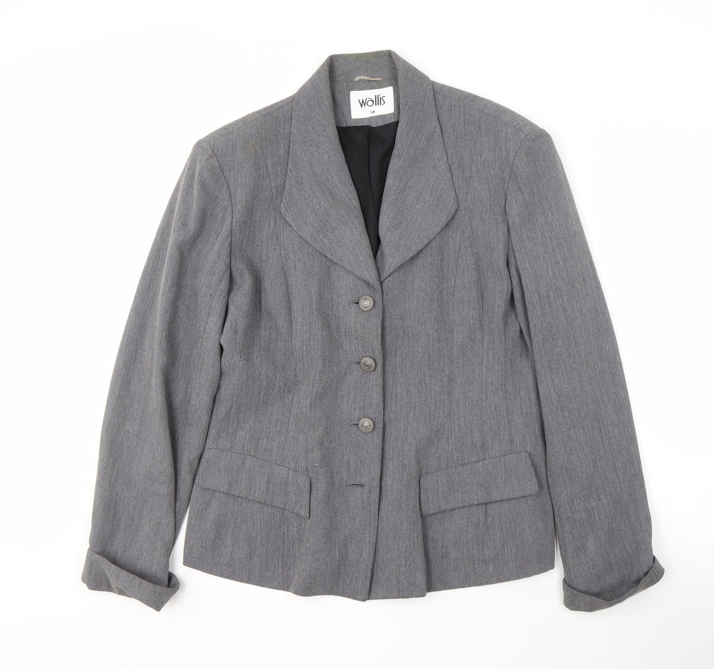 Wallis Women’s Grey Blazer, Size 14, Elegant Four-Button