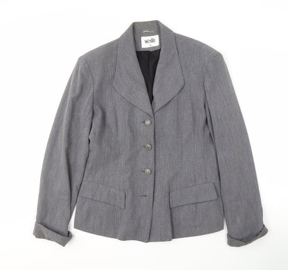 Wallis Women’s Grey Blazer, Size 14, Elegant Four-Button