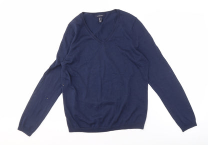 Lands' End Men's Blue Pullover Jumper V-Neck M