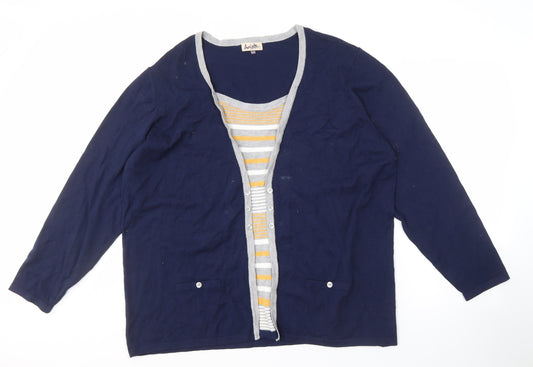 Arista Women's Blue Plus Size Cardigan with Pockets