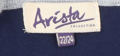 Arista Women's Blue Plus Size Cardigan with Pockets