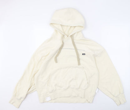 izzue Men's Ivory Medium Pullover Hoodie, Logo Accent