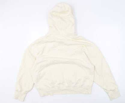 izzue Men's Ivory Medium Pullover Hoodie, Logo Accent