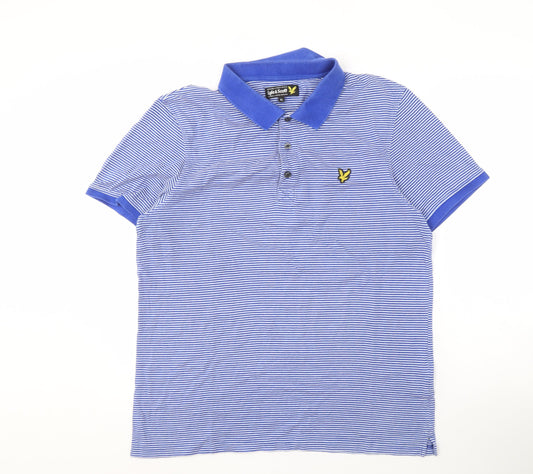 Lyle & Scott XL Men's Blue Striped Cotton Polo Shirt