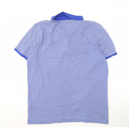 Lyle & Scott XL Men's Blue Striped Cotton Polo Shirt