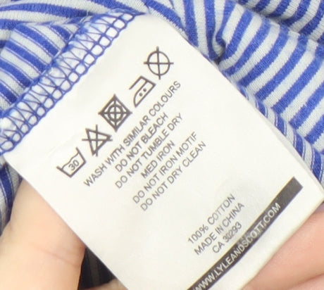 Lyle & Scott XL Men's Blue Striped Cotton Polo Shirt