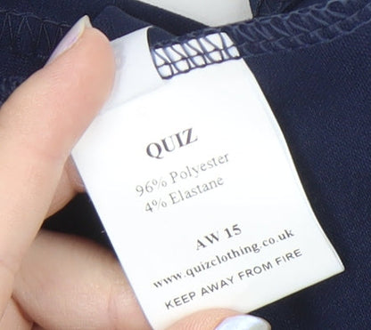 Quiz Women's Blue Sleeveless Blouse with Lace Accents