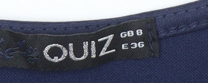 Quiz Women's Blue Sleeveless Blouse with Lace Accents