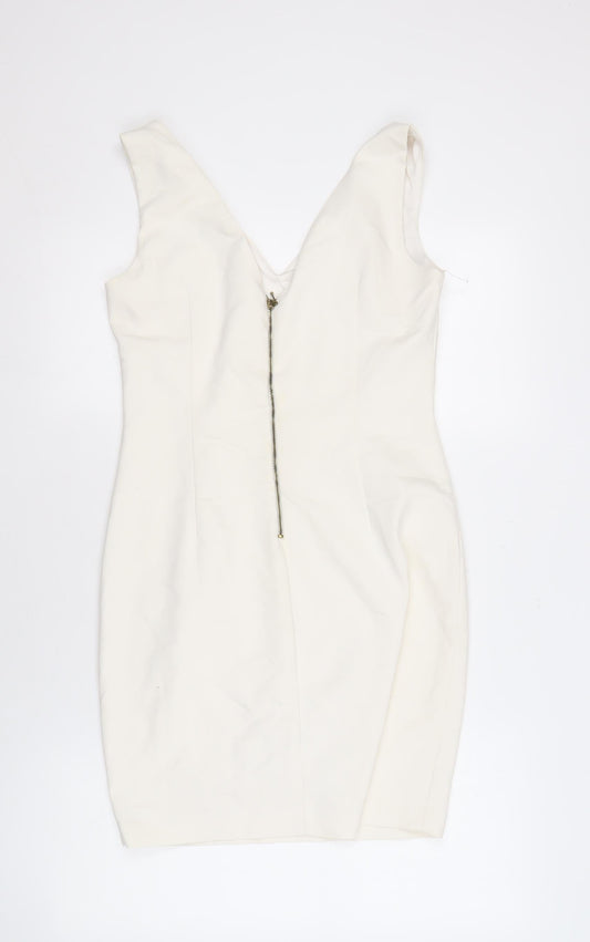 Zara Basic Ivory Sheath Dress Women Size 12