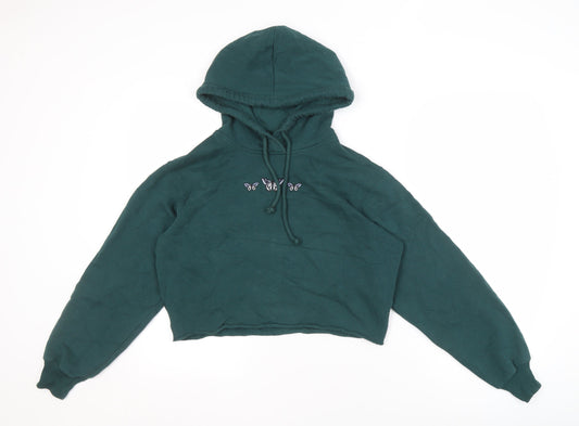 Hollister Women's Green Hoodie 2XS Pullover Embroidered
