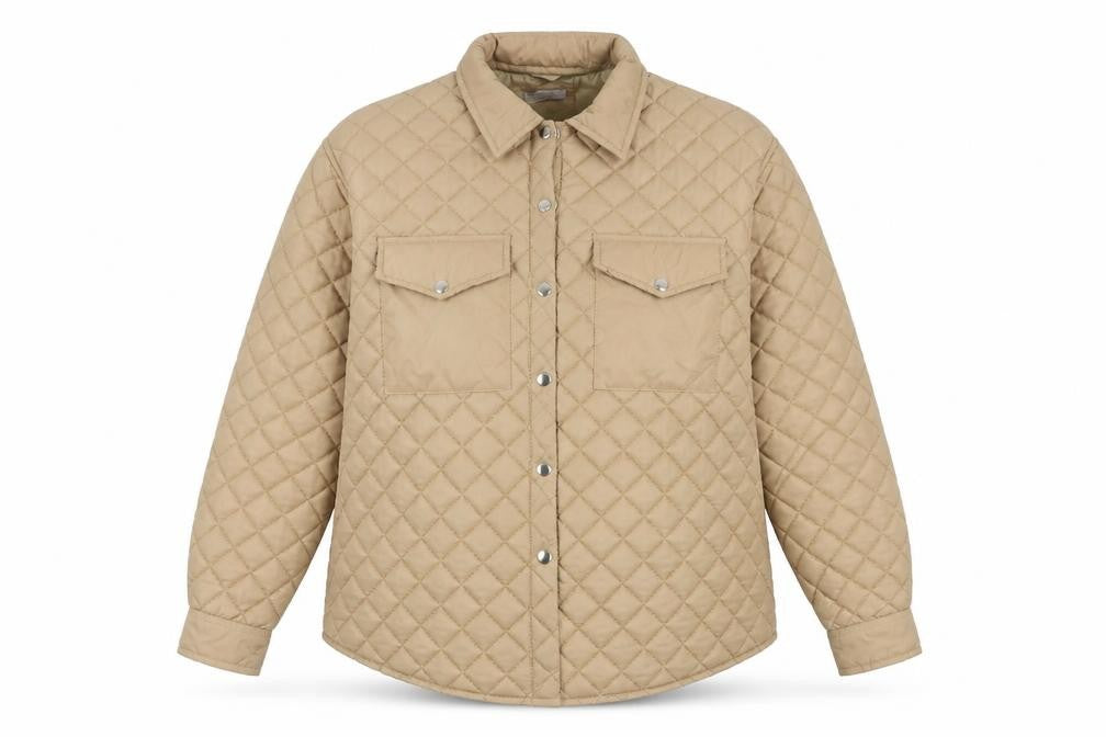 Womens UK Size L Quiz Beige Quilted Coat