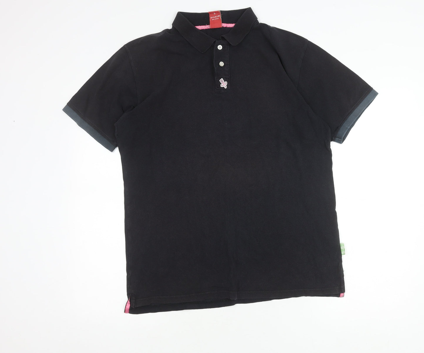 Twolegs Men's Black Cotton Polo Shirt L - Casual Classic
