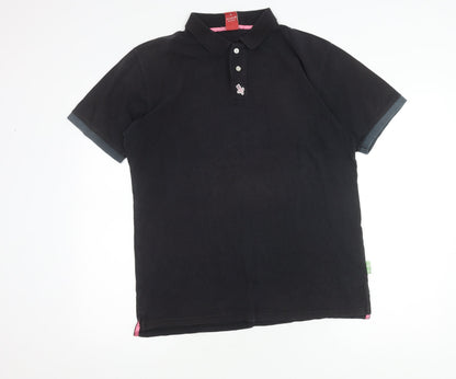 Twolegs Men's Black Cotton Polo Shirt L - Casual Classic