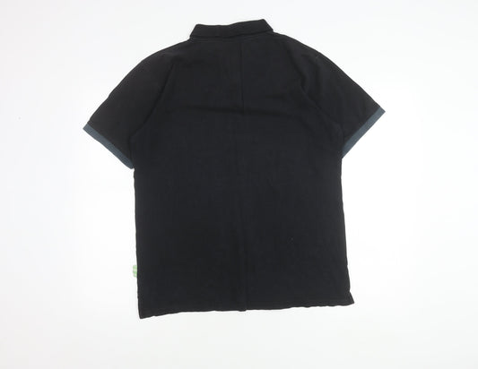 Twolegs Men's Black Cotton Polo Shirt L - Casual Classic
