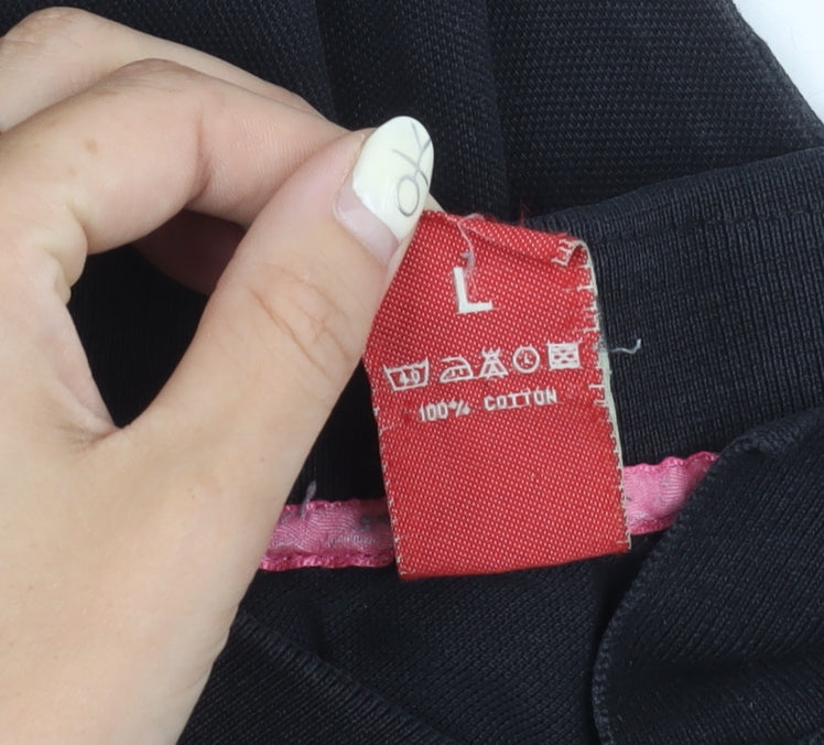 Twolegs Men's Black Cotton Polo Shirt L - Casual Classic