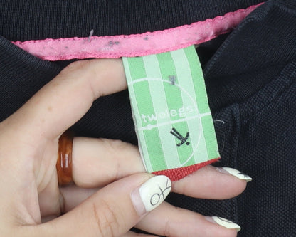 Twolegs Men's Black Cotton Polo Shirt L - Casual Classic