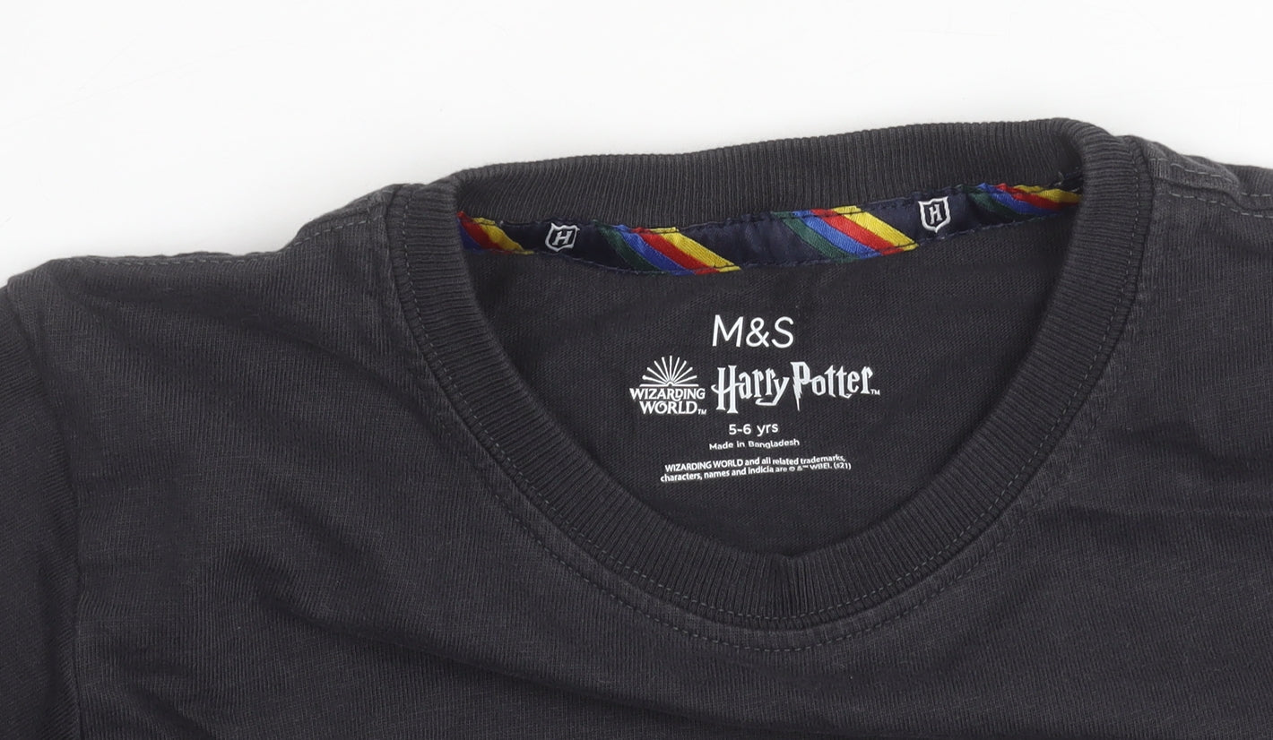 Marks & Spencer Boys Black Harry Potter Long Sleeve T-Shirt 5-6 Years
