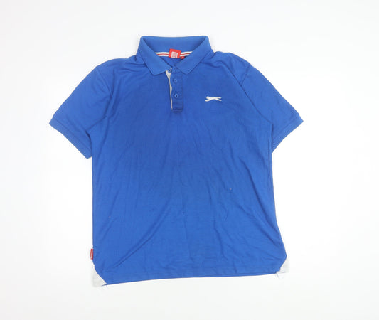 Slazenger Men's Blue Cotton Polo Shirt - Medium