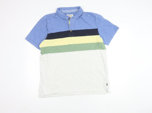 Fat Face Men's Blue Striped Polo Shirt XL
