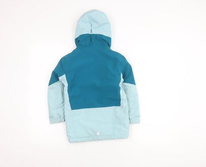 Regatta Girls Blue Parka Jacket 11 Years Hooded Mid-Length
