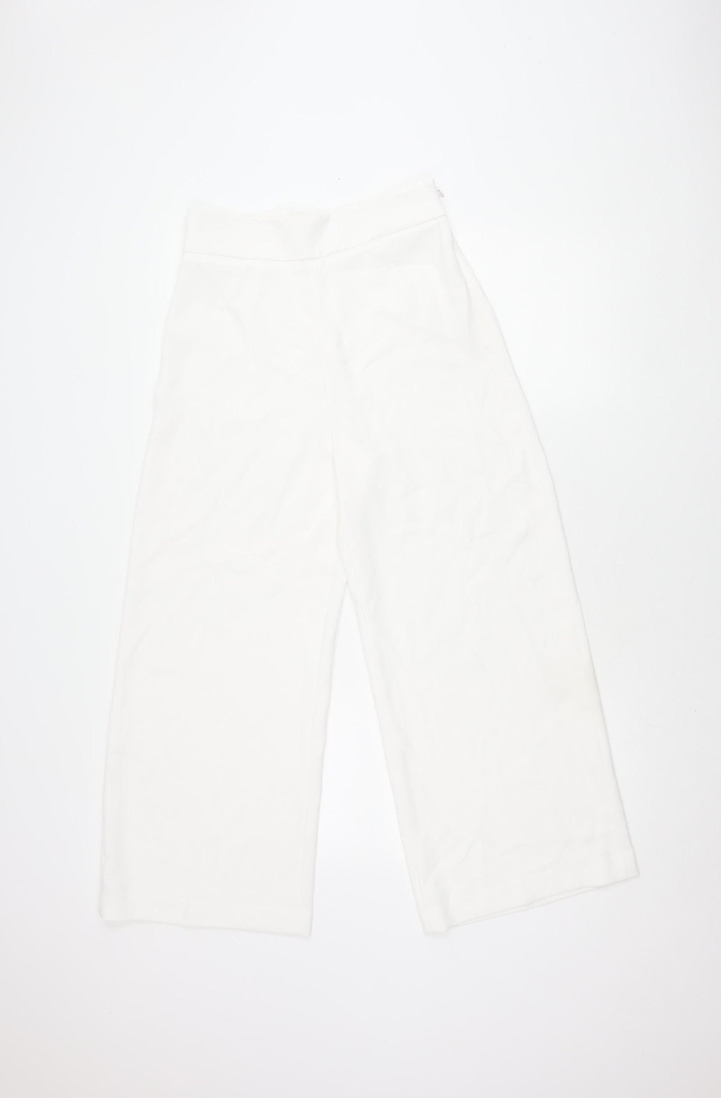 Womens UK Size S Zara Regular Fit Cropped White Trousers