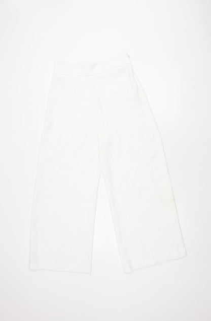 Womens UK Size S Zara Regular Fit Cropped White Trousers