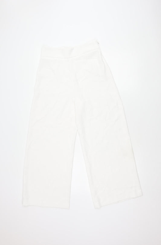 Womens UK Size S Zara Regular Fit Cropped White Trousers
