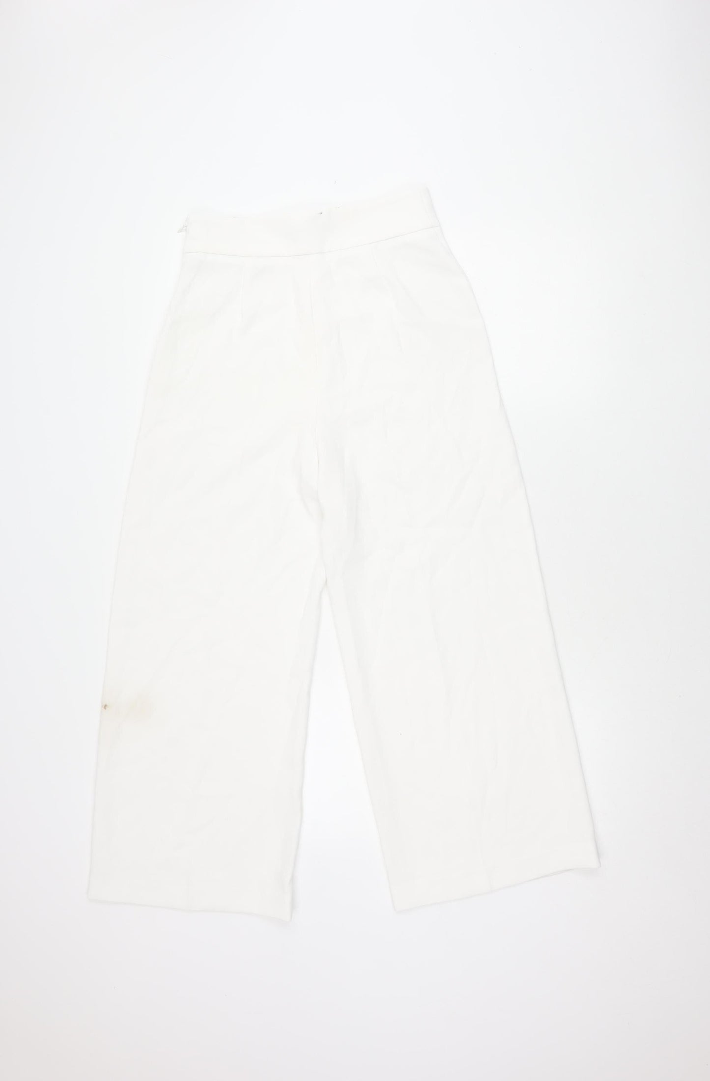 Womens UK Size S Zara Regular Fit Cropped White Trousers