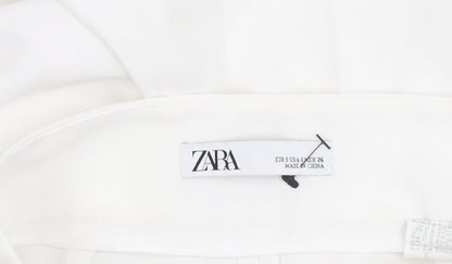 Womens UK Size S Zara Regular Fit Cropped White Trousers