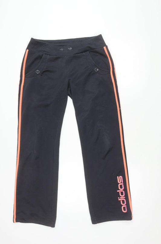Adidas Women's Black Trousers, Size 8, Elastic Waist