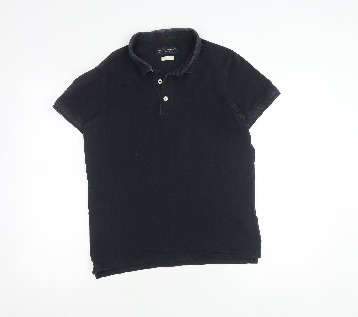 Jack & Jones Men's Black Cotton Polo, Medium Size
