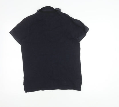 Jack & Jones Men's Black Cotton Polo, Medium Size