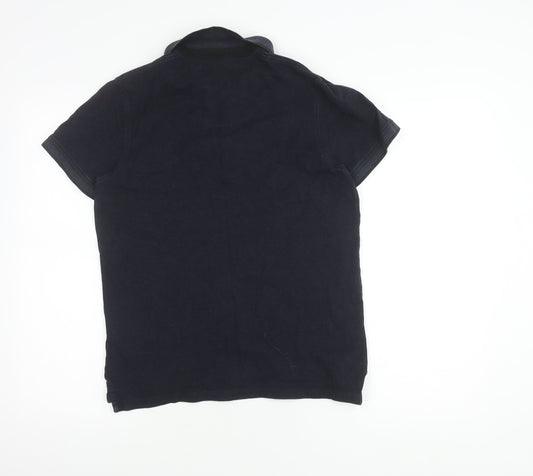 Jack & Jones Men's Black Cotton Polo, Medium Size