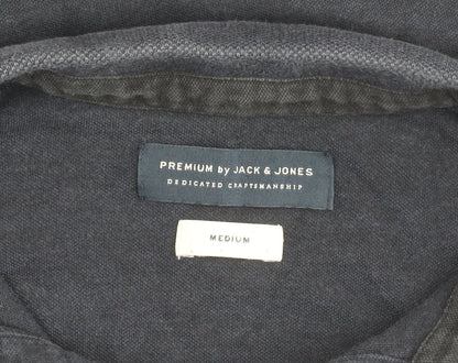 Jack & Jones Men's Black Cotton Polo, Medium Size