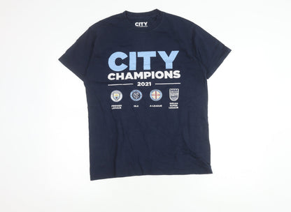 City Champions Men's Blue Sports T-Shirt, S, Graphic Logo