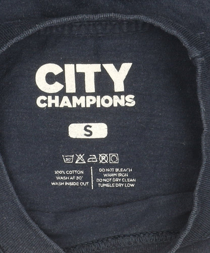 City Champions Men's Blue Sports T-Shirt, S, Graphic Logo