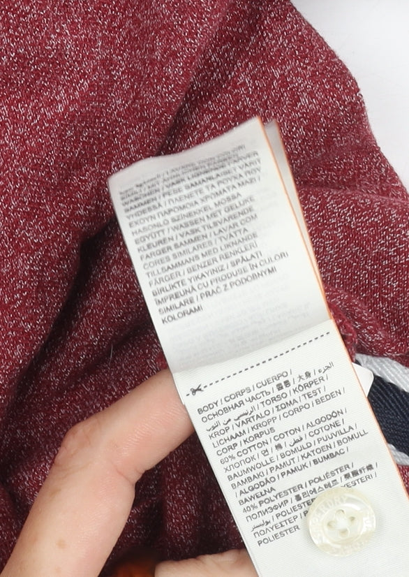 Superdry Men's Red Polo Shirt Size M with Logo Accents