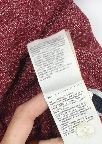 Superdry Men's Red Polo Shirt Size M with Logo Accents