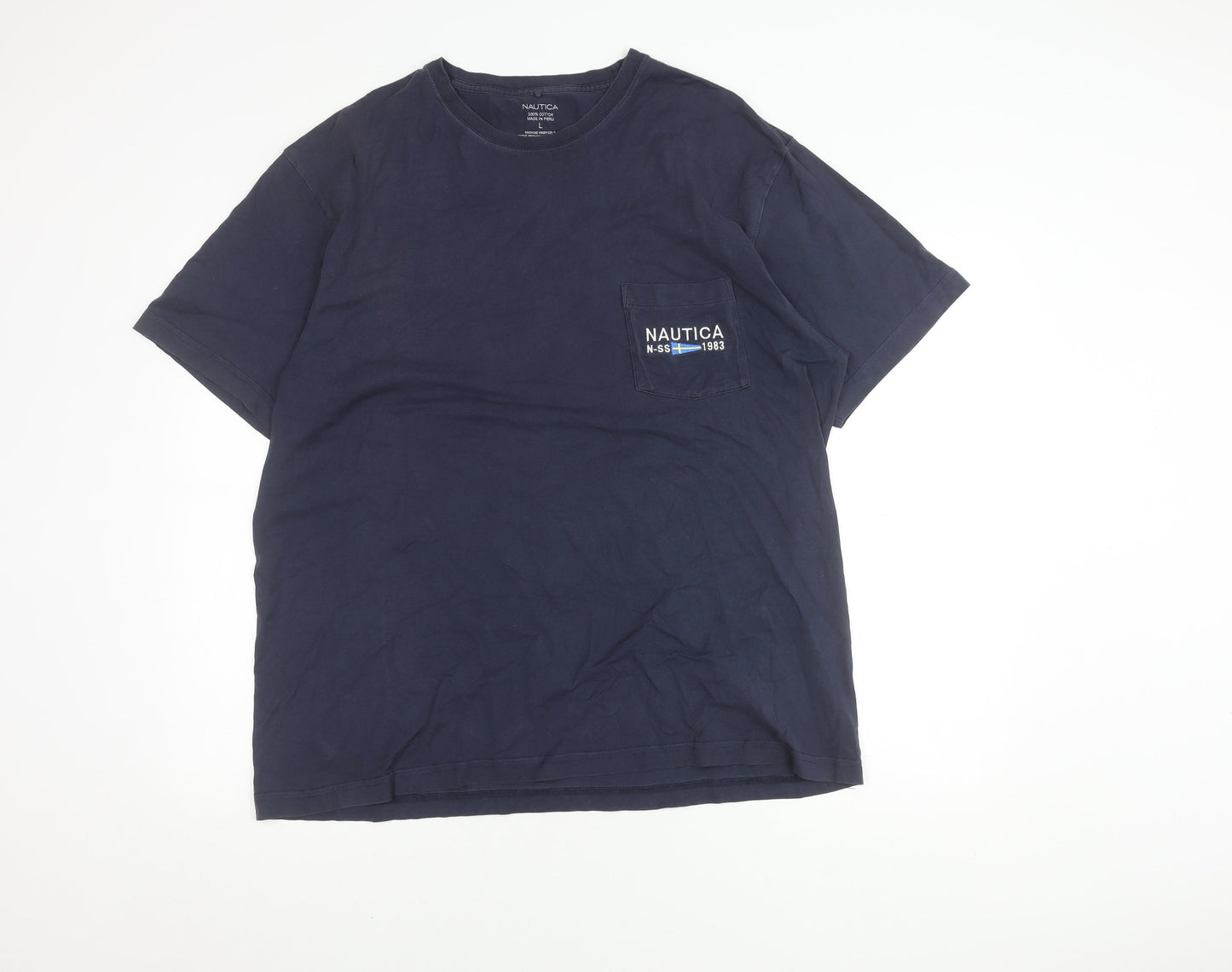 Nautica Men's Blue Cotton Crew Neck T-Shirt L