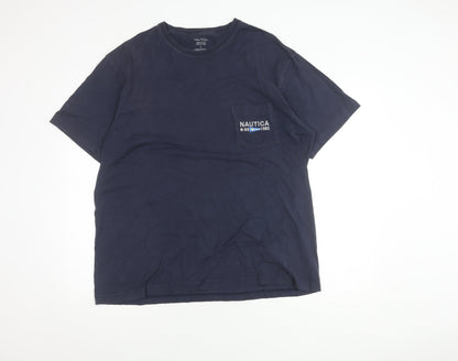 Nautica Men's Blue Cotton Crew Neck T-Shirt L