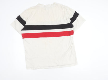Nautica Men's XL White Striped Cotton T-Shirt