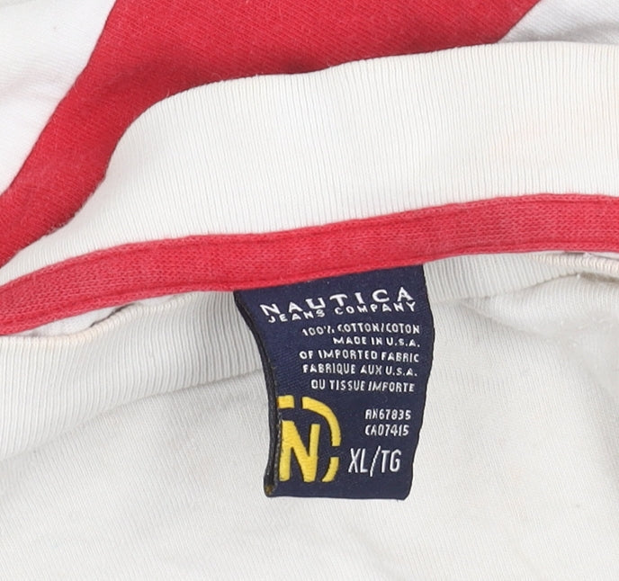 Nautica Men's XL White Striped Cotton T-Shirt