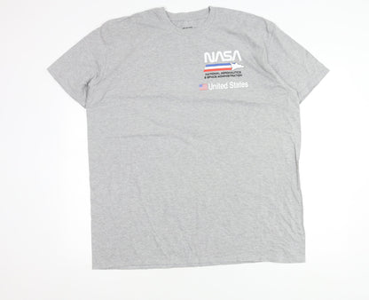 NASA Men's Grey Graphic Print 2XL T-Shirt