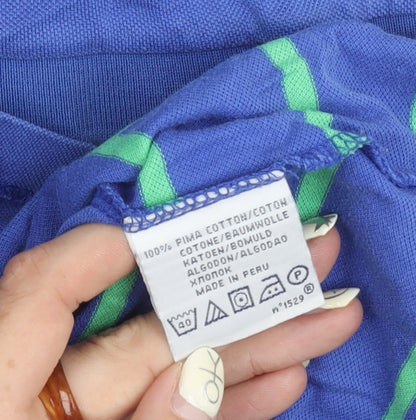 Ralph Lauren Men's Blue Stripe Medium Polo Shirt